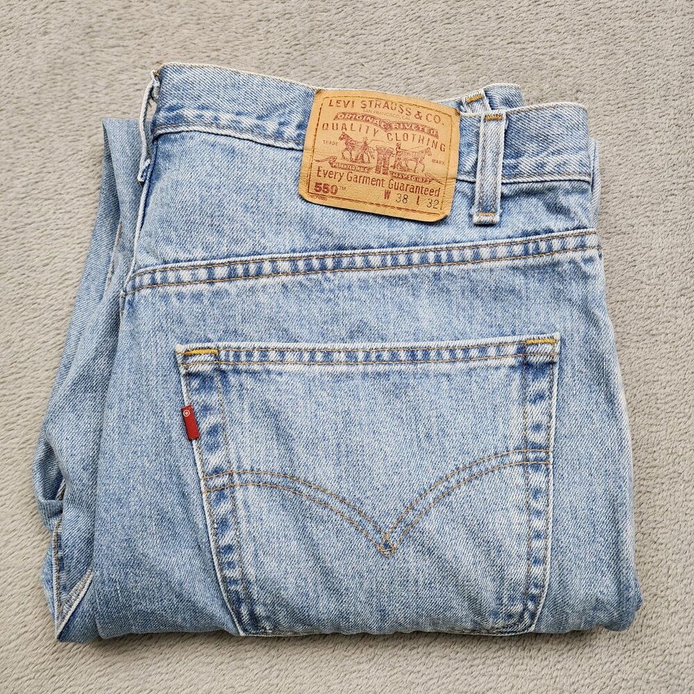 Levis Mens 38x32 550 Jeans Vintage Y2K Relaxed Fit Light Wash Denim Pants